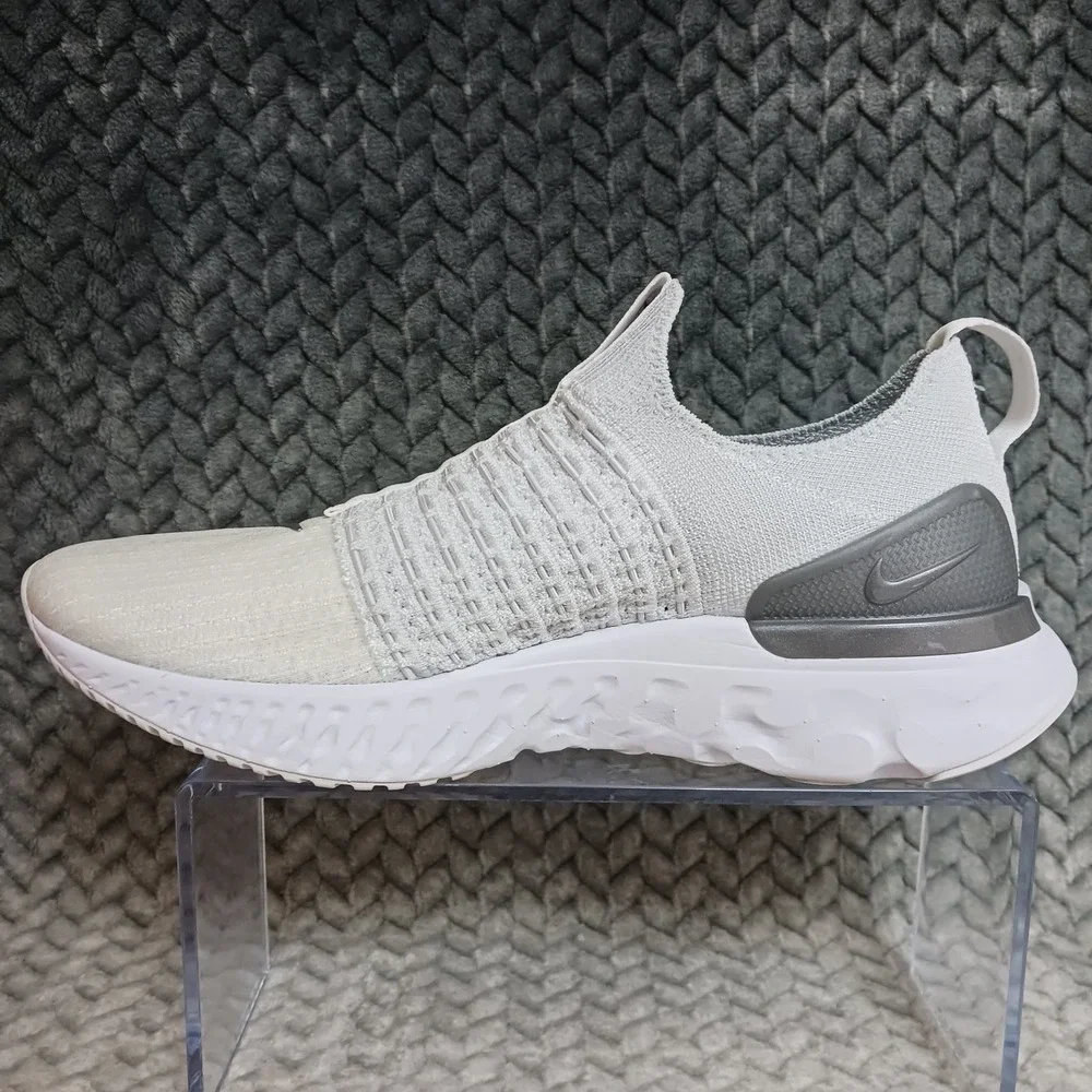 Nike React Phantom Run Flyknit 2 True White Silver Women's Running Shoes Size 9